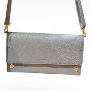 HAMMITT AJ Leather Crossbody Clutch in Marina del Grey Beautiful Bag EUC Sparkly